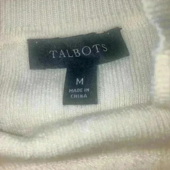 Talbot's Ribbed Mock Neck Gold Studs long sleeve pullover Size Medium PRISTINE! - Picture 3 of 8